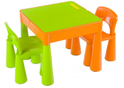 TEGA mamut zestaw stolik + krzesełka pomarańczowo zielony